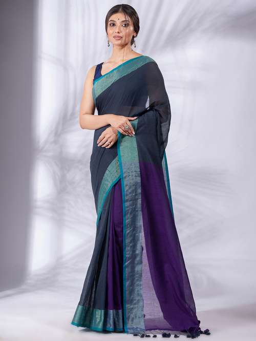 grey cotton saree with blouse - 19697591 -  Standard Image - 0