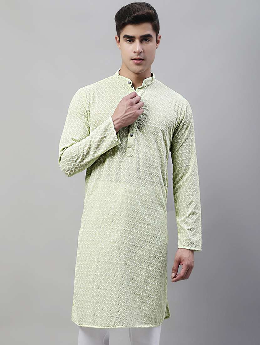men mandarin collar embroidered kurta  - 19697809 -  Standard Image - 1