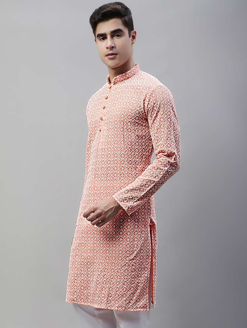 men mandarin collar embroidered kurta  - 19697812 -  Standard Image - 1