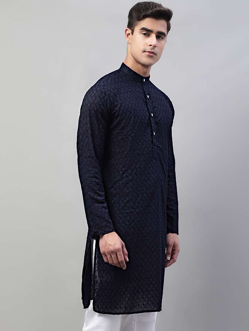 men mandarin collar embroidered kurta  - 19697821 -  Standard Image - 1