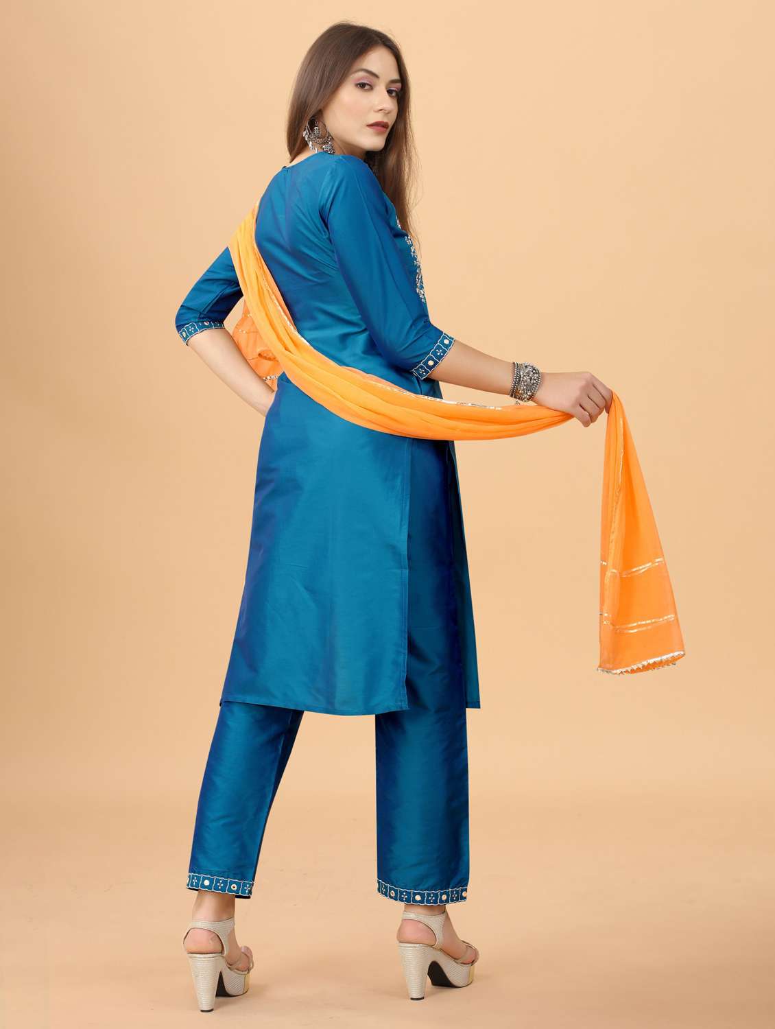 women solid kurta pant with dupatta set - 19698310 -  Standard Image - 4