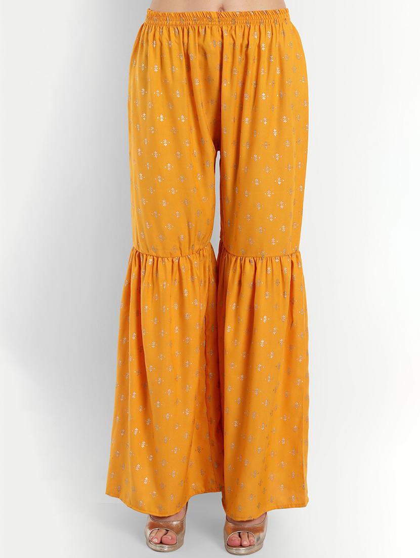 yellow printed kurta sharara set - 19698312 - Standard Image - 4