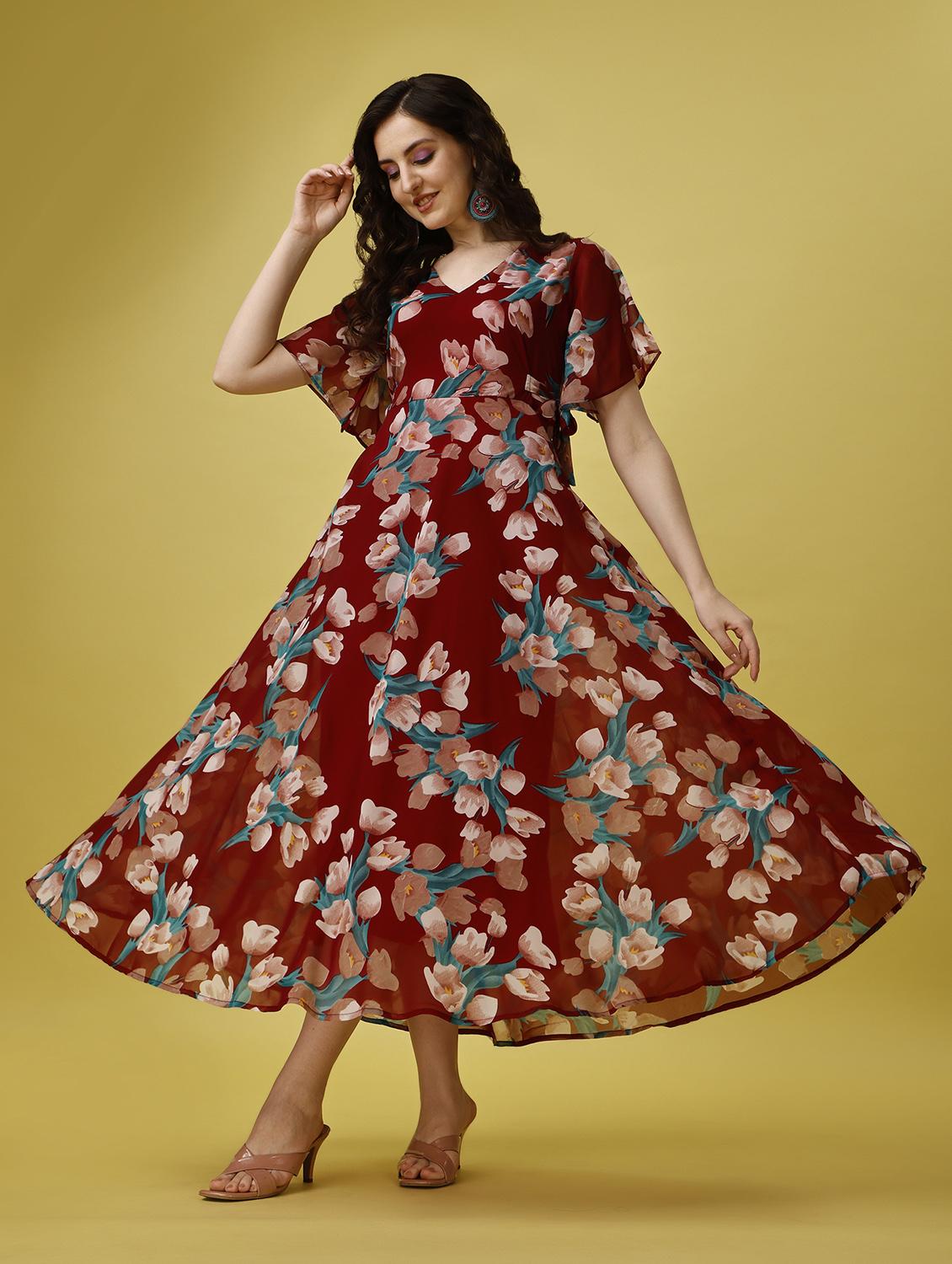 women's fit & flare floral dress - 19698558 - Zoom Image - 0
