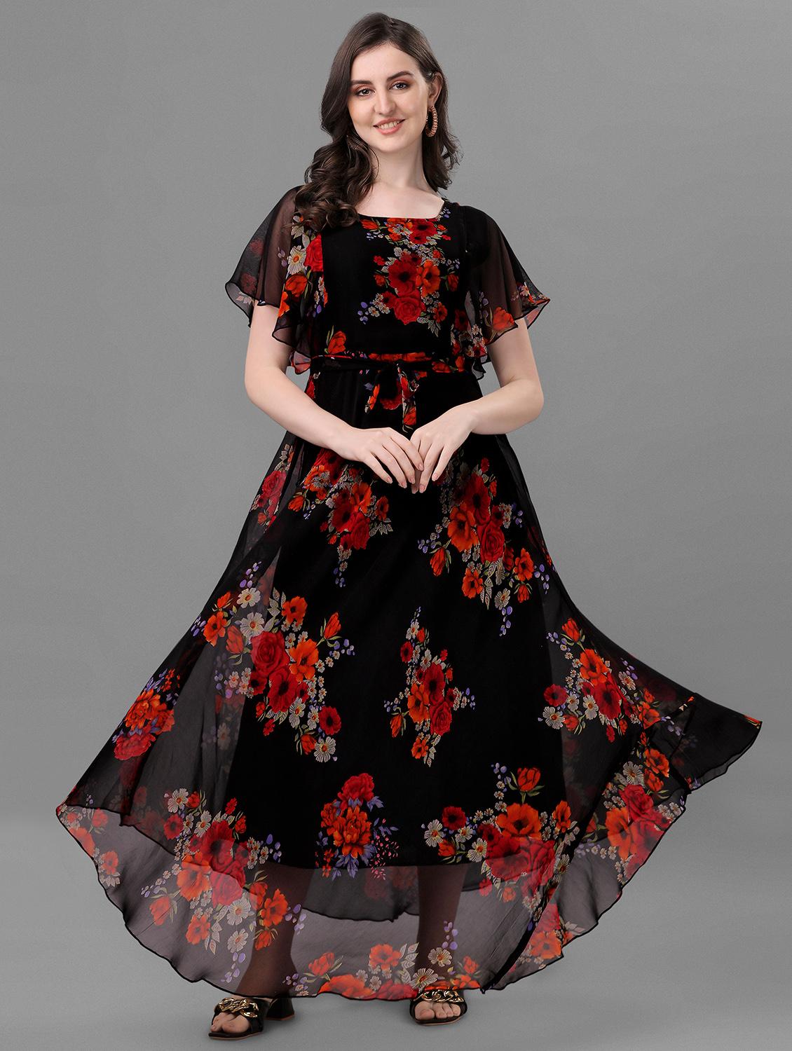 women's fit & flare foil print dress - 19698562 - Zoom Image - 0