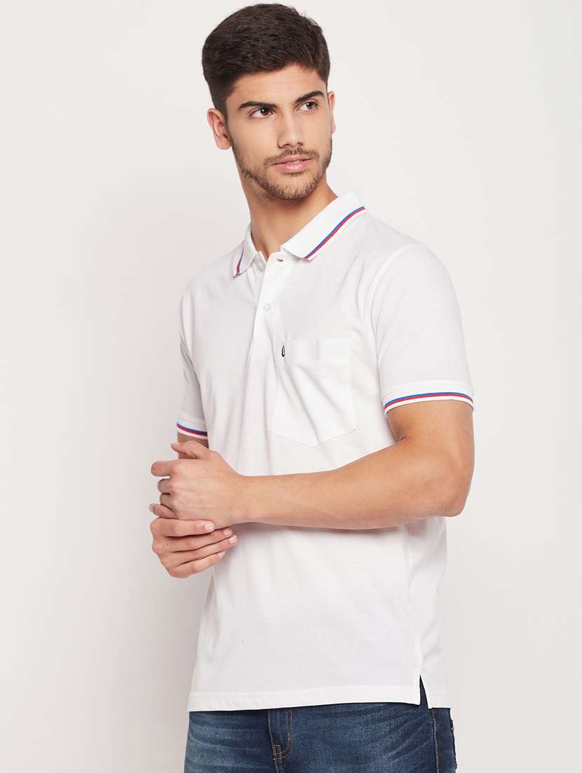 men white regular fit solid polo t-shirt - 19698750 -  Zoom Image - 0