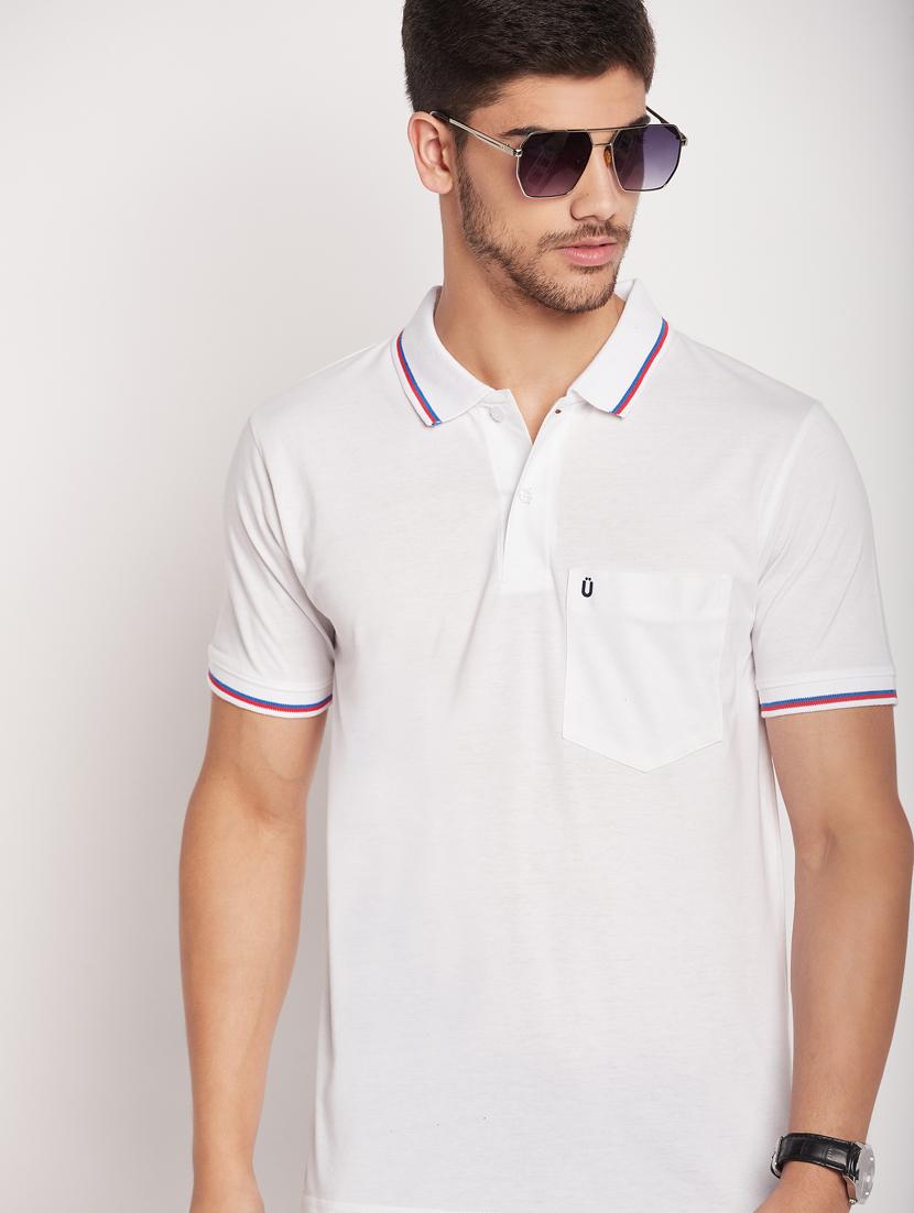 men white regular fit solid polo t-shirt - 19698750 - Standard Image - 1
