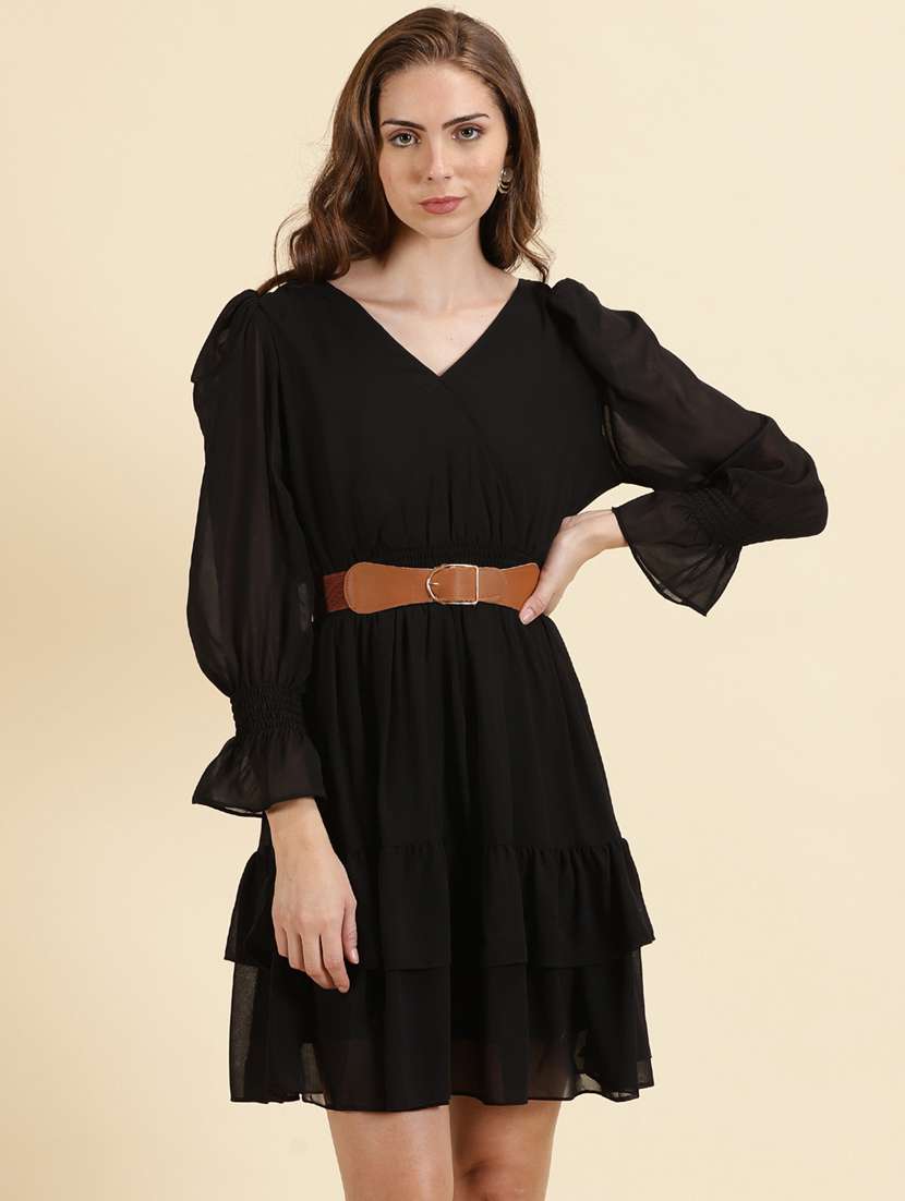 women's fit & flare solid dress