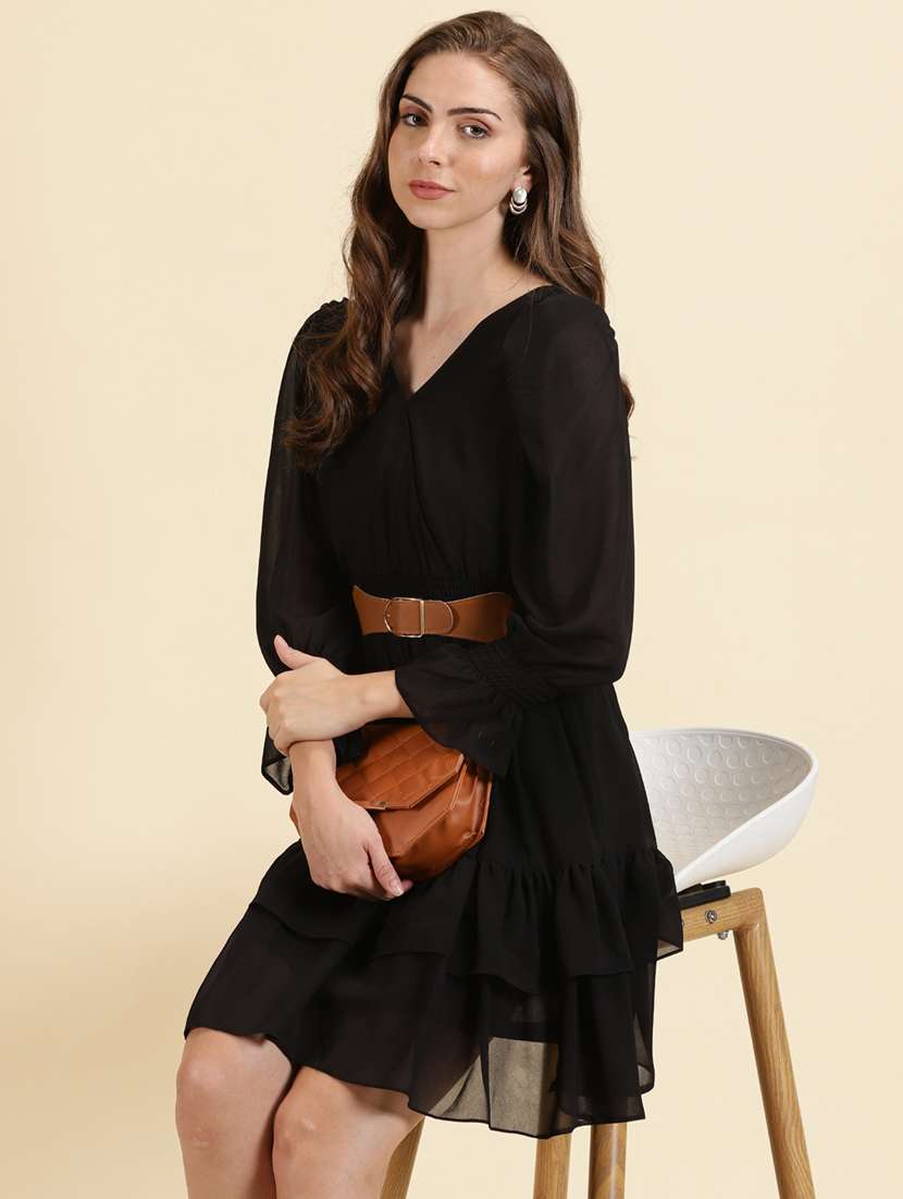 women's fit & flare solid dress - 19698833 -  Standard Image - 1