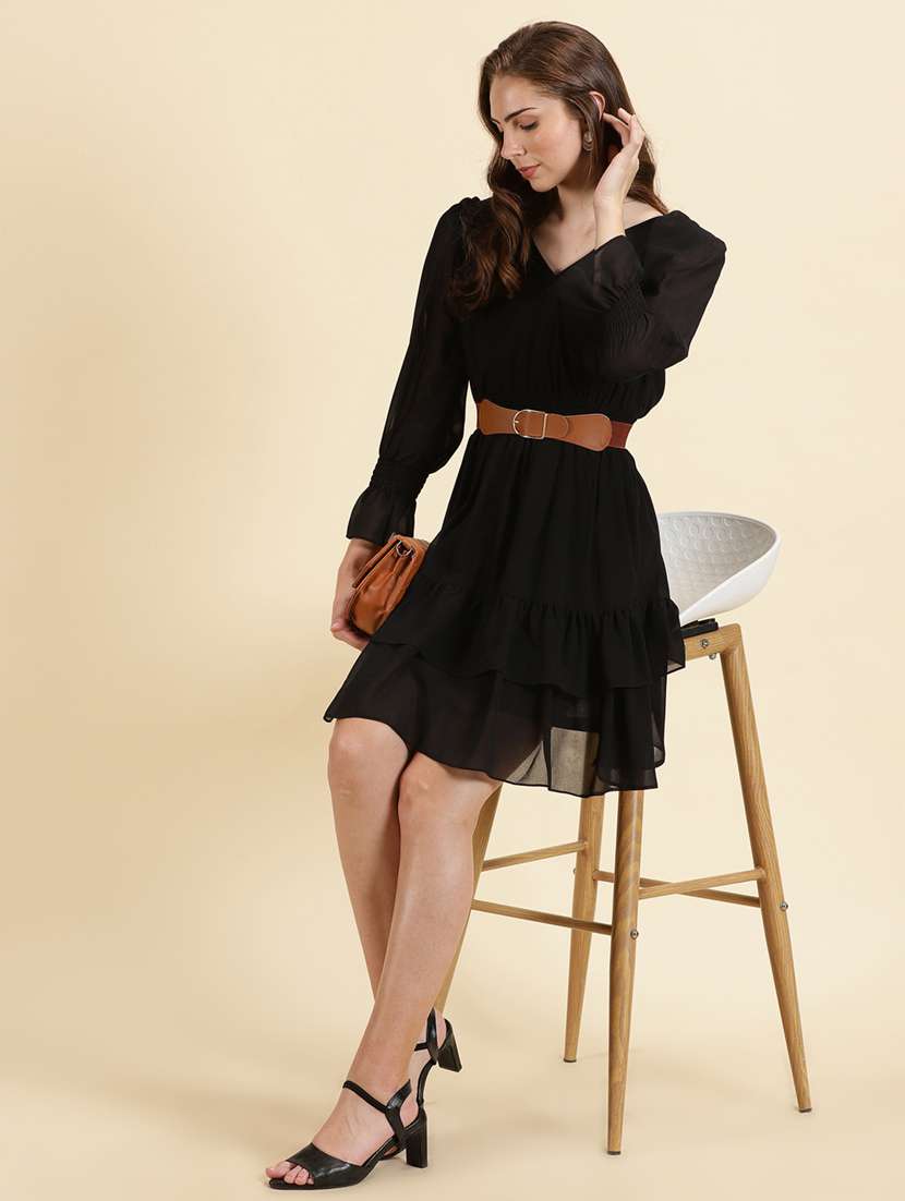 women's fit & flare solid dress - 19698833 -  Standard Image - 4