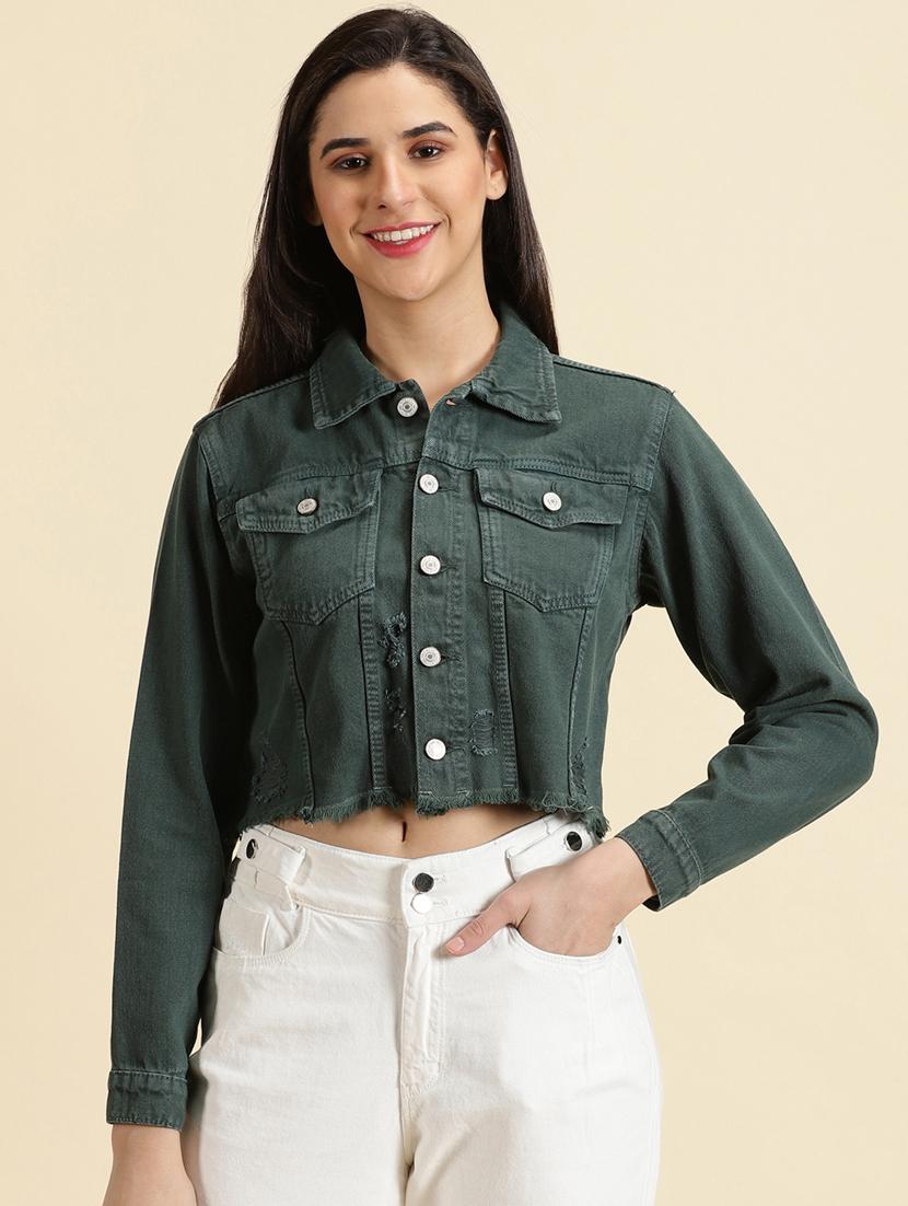 women shirt collar solid jacket - 19698869 - Zoom Image - 0