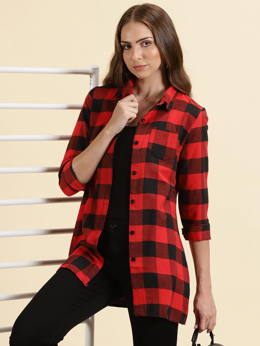 women shirt collar checkered shirt - 19698878 -  Standard Image - 1