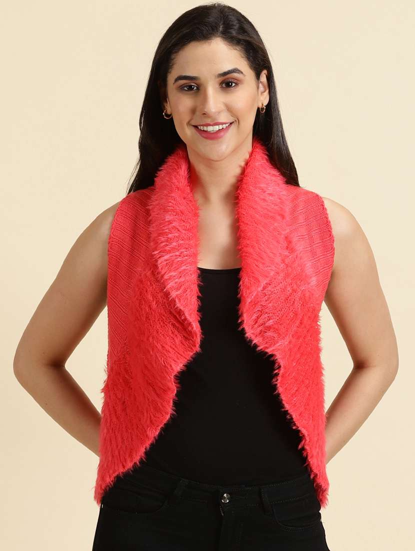 women pink asymmetric shrug