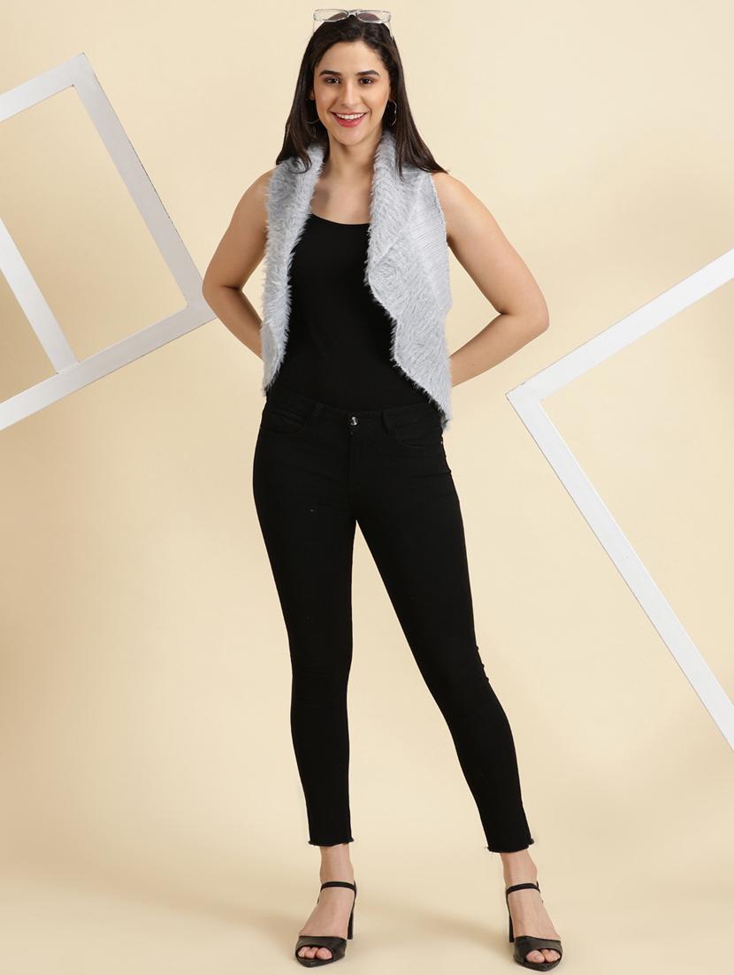 women grey asymmetric shrug - 19698891 - Standard Image - 4