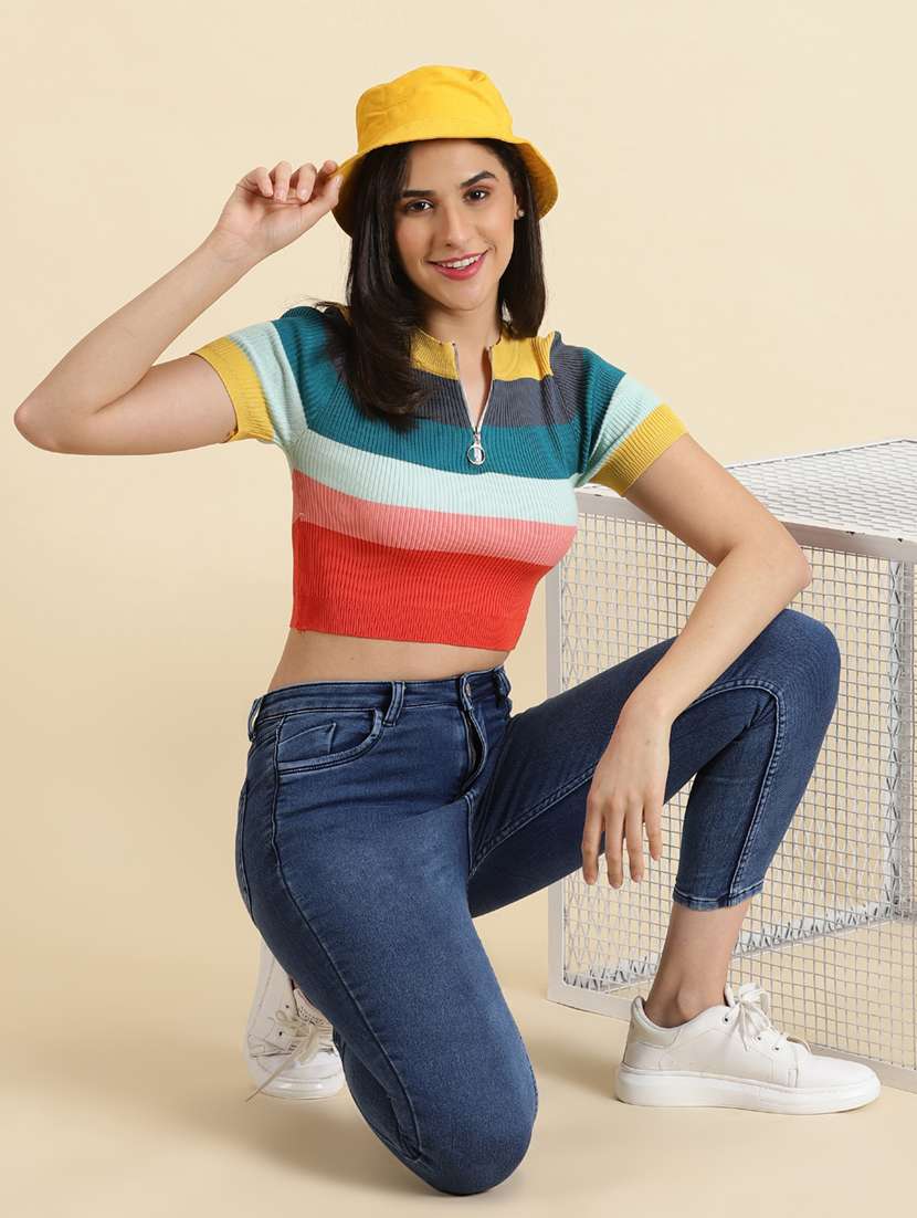women's crop round neck top - 19698935 -  Standard Image - 4