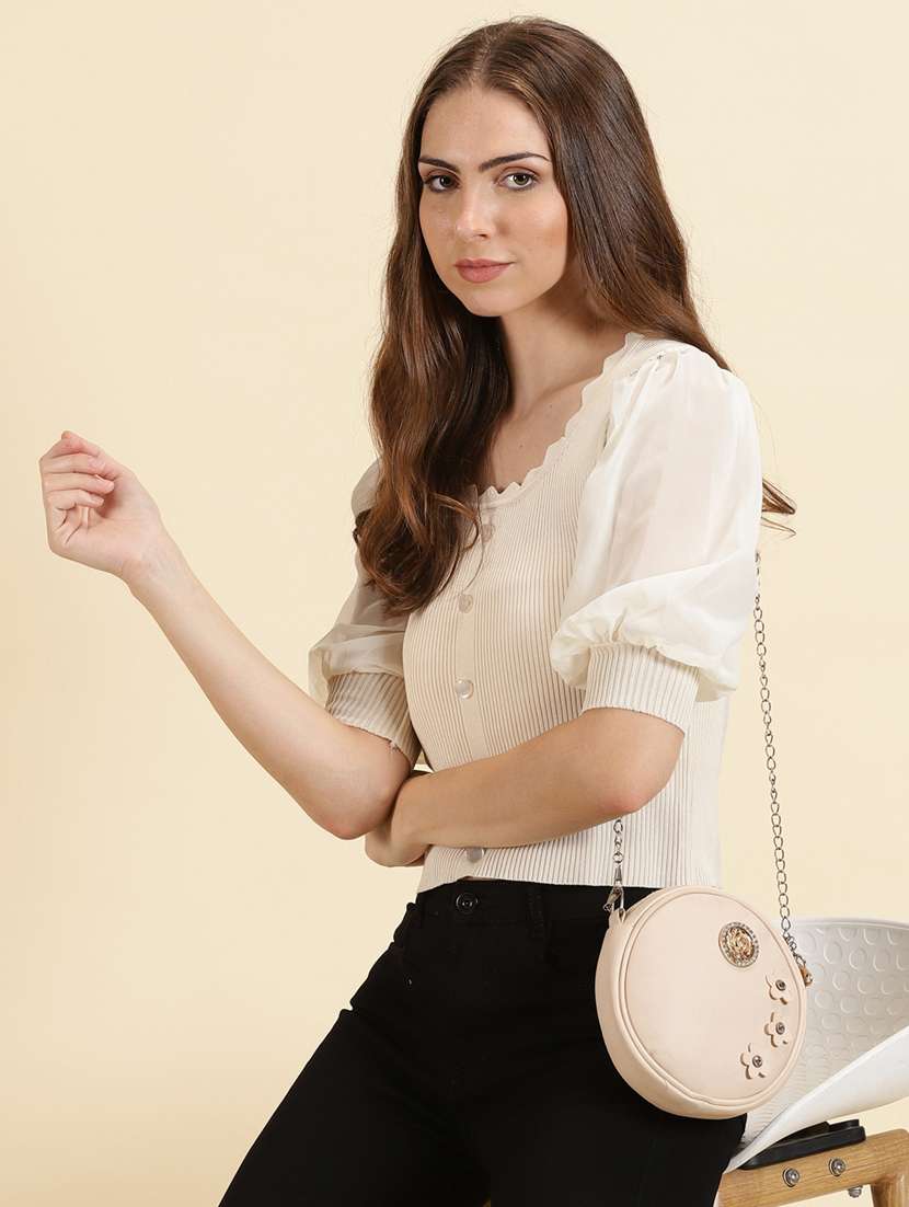 women's crop scalloped neck top - 19698947 -  Standard Image - 1