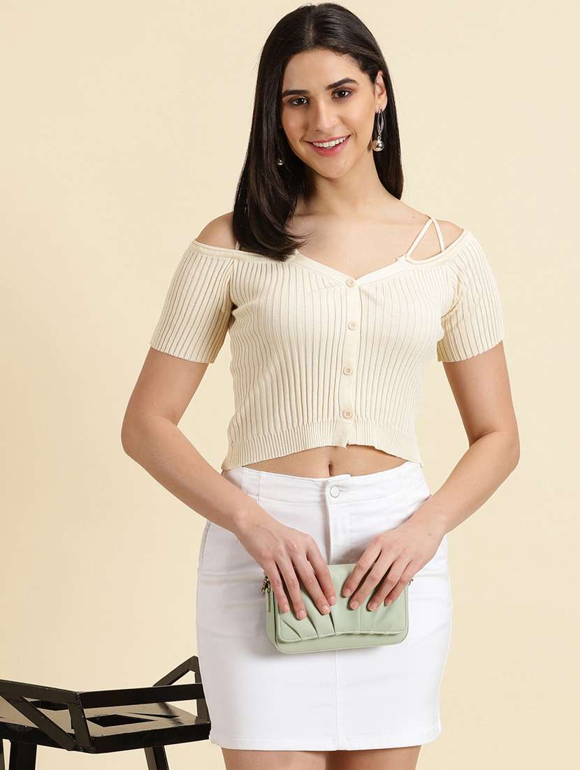 women's crop shoulder strap top - 19698985 -  Standard Image - 1