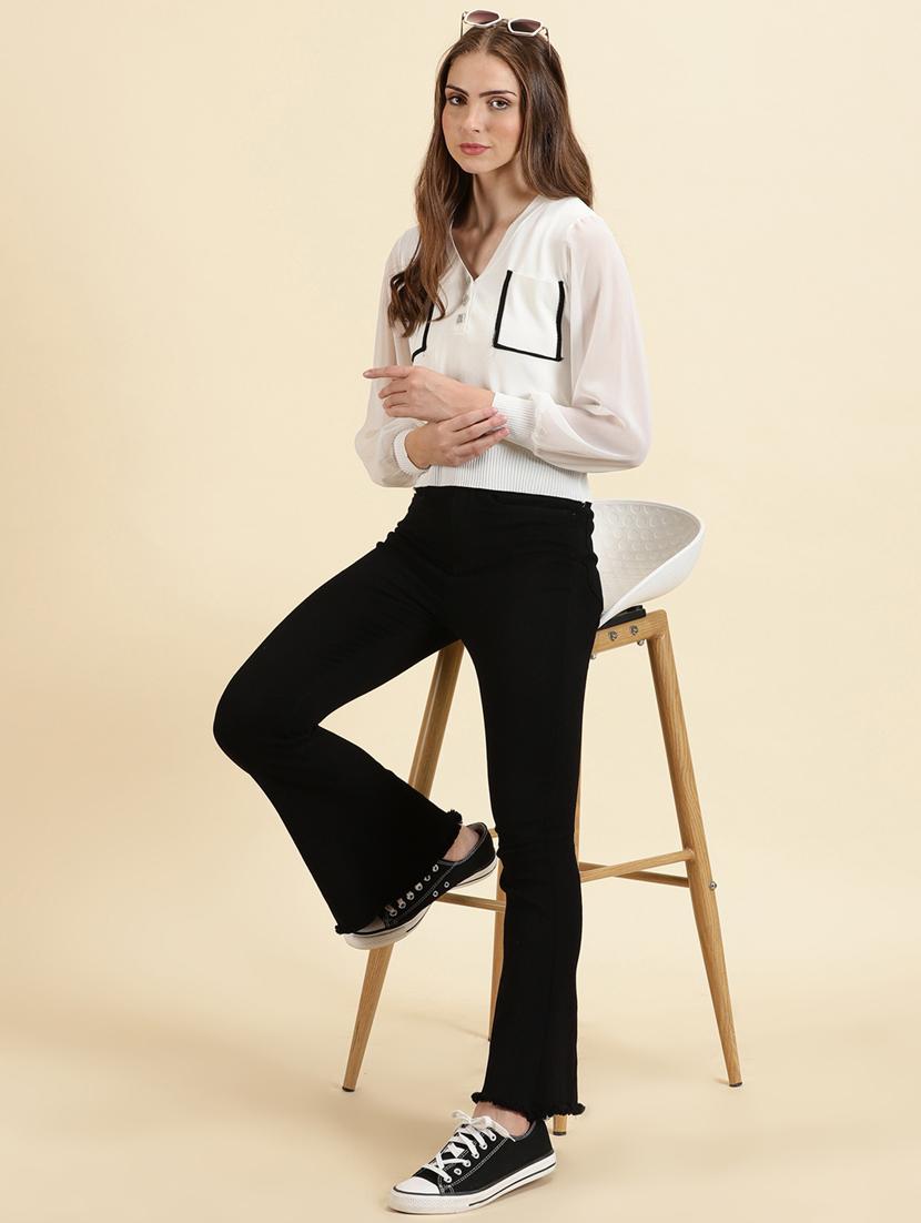 women's white v neck top - 19699018 - Standard Image - 4