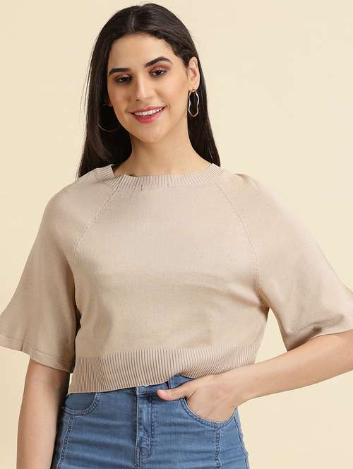 women's crop round neck top - 19699085 -  Standard Image - 0