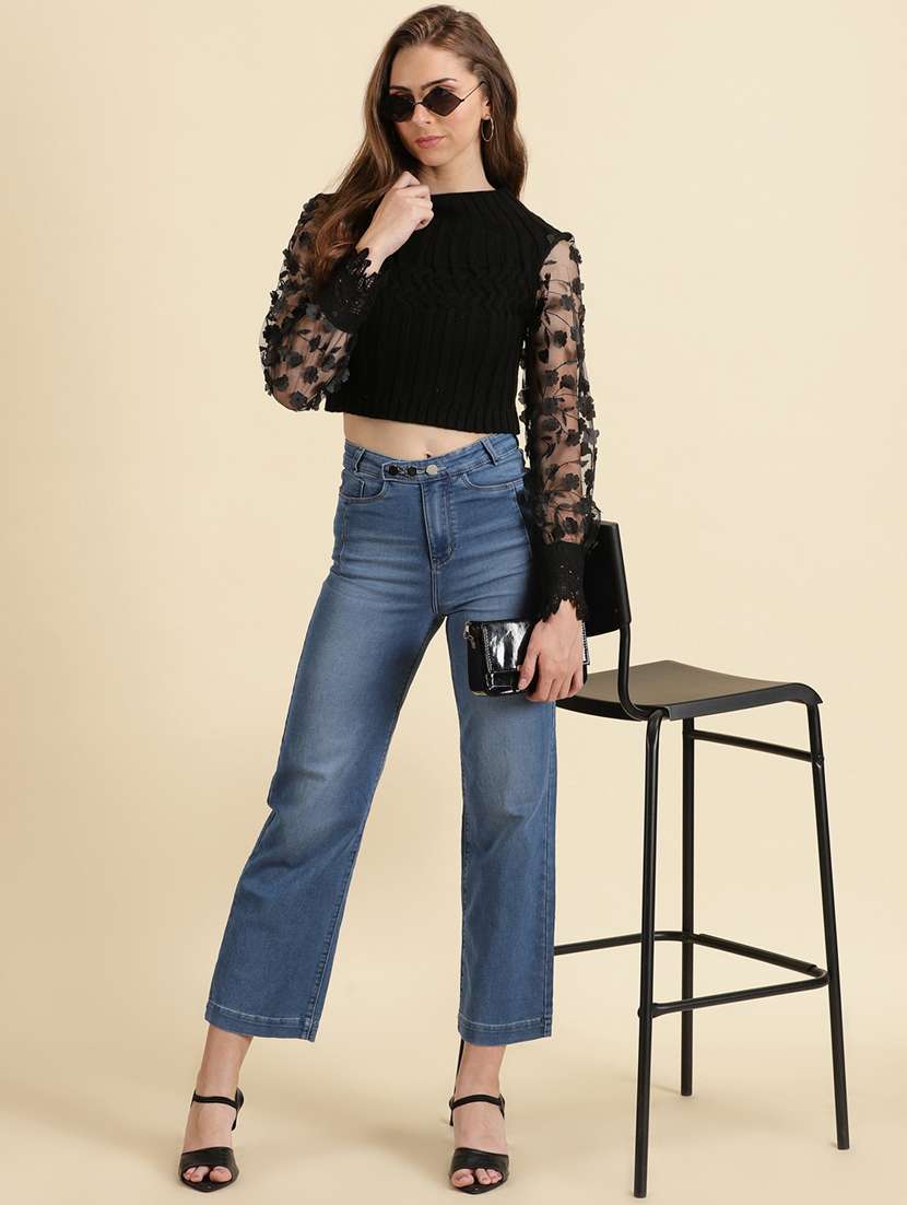 women's crop mock neck top - 19699090 -  Standard Image - 4