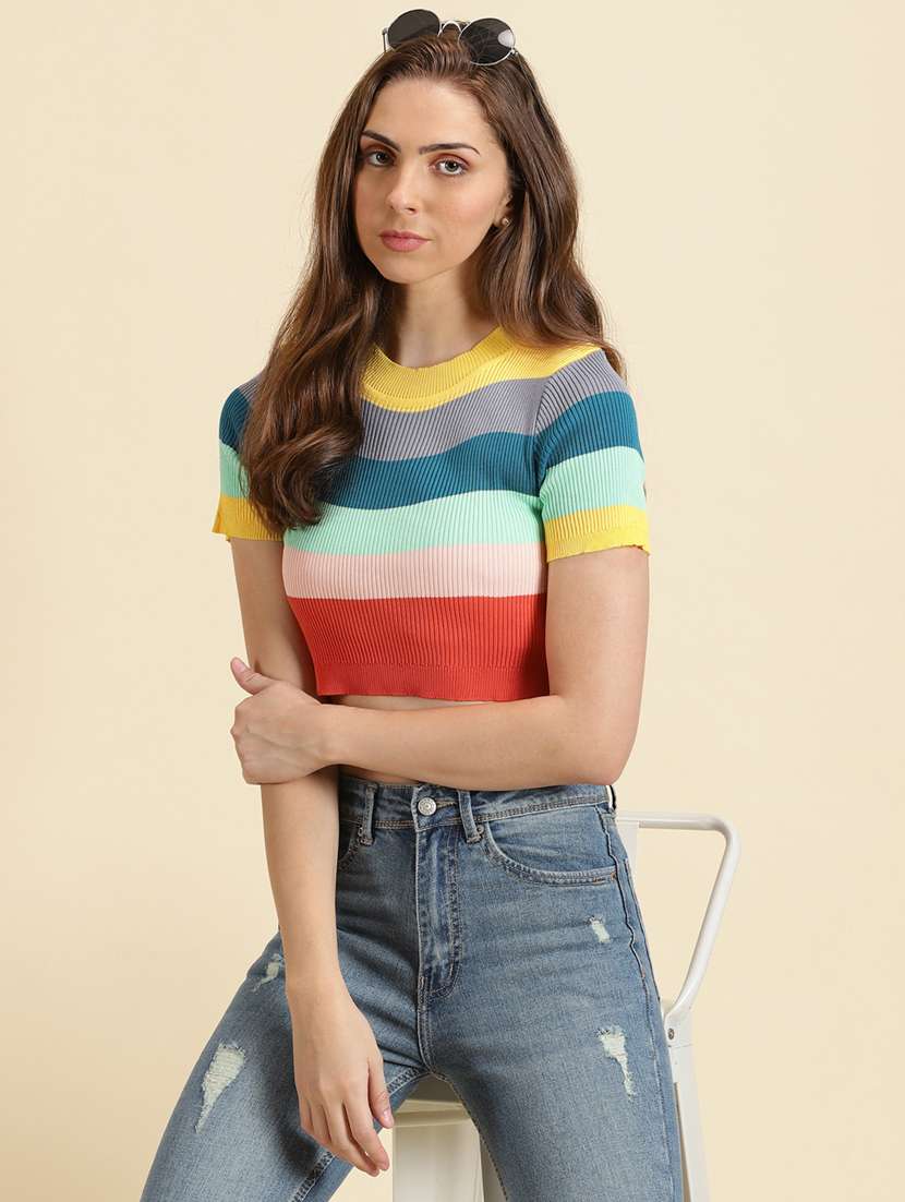 women's crop round neck top - 19699091 -  Standard Image - 1