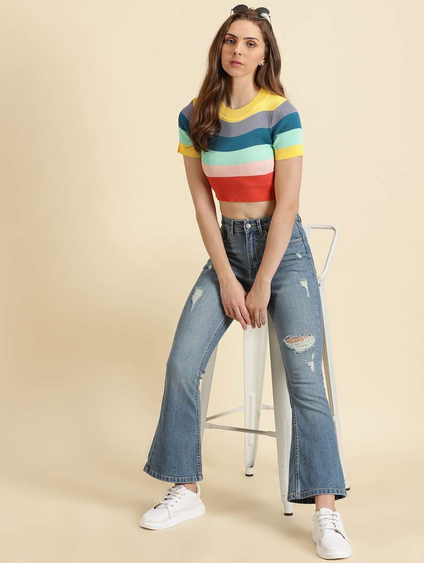 women's crop round neck top - 19699091 -  Standard Image - 4