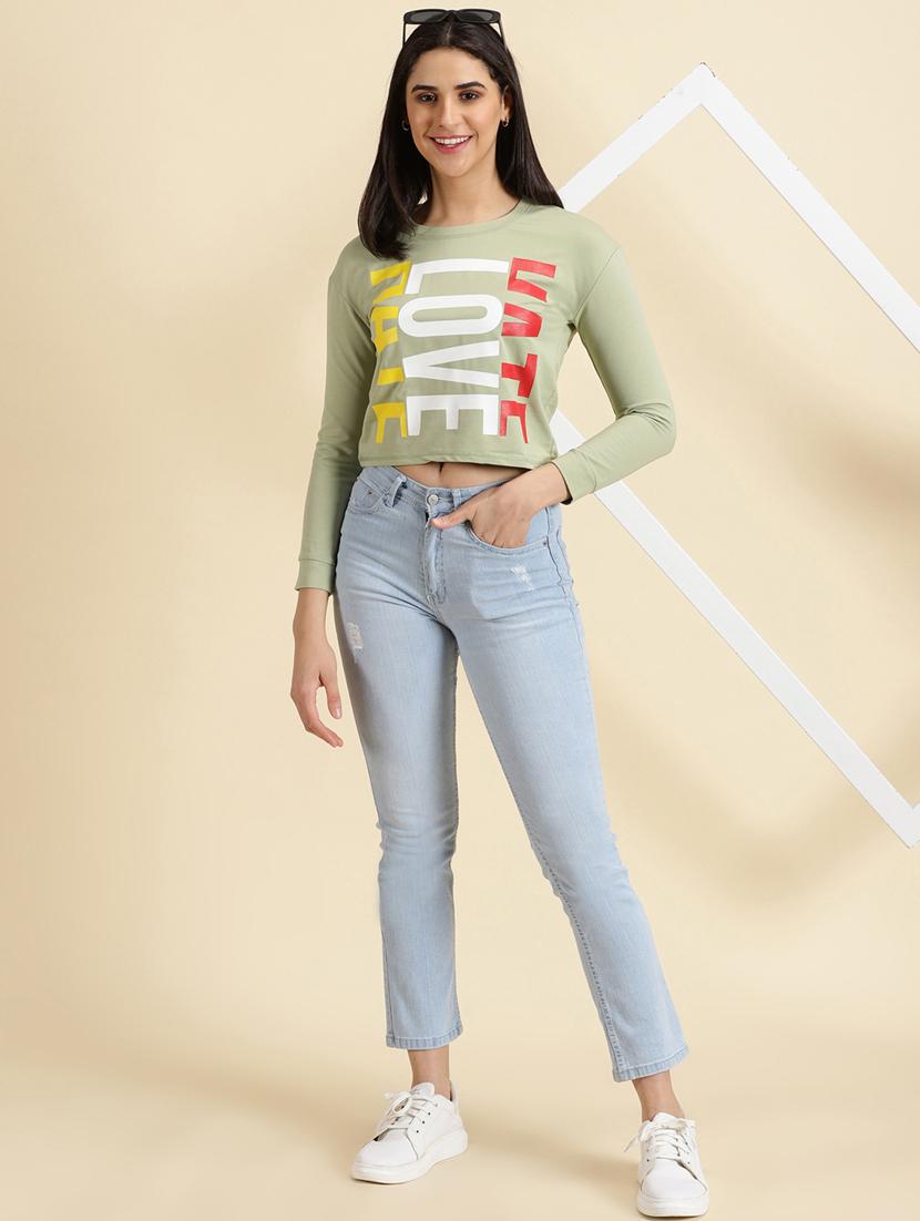 women's crop round neck top - 19699111 - Standard Image - 4