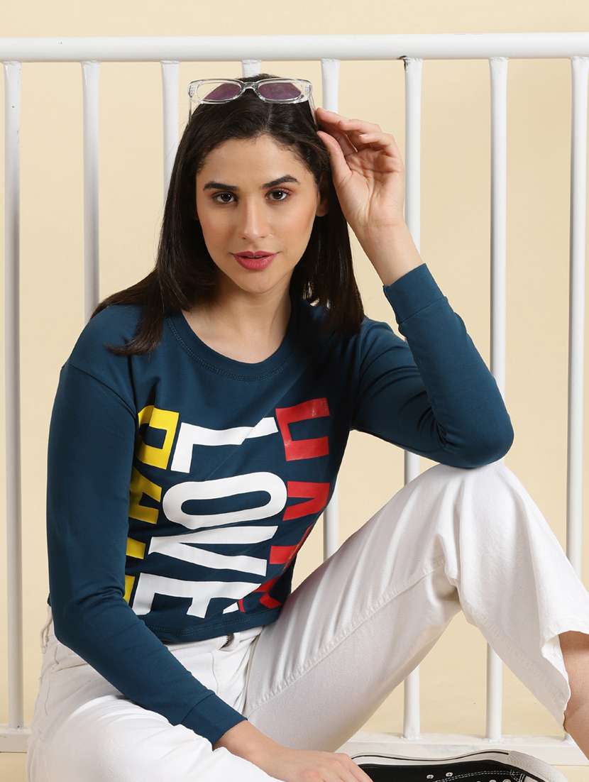 women's straight round neck top - 19699112 - Standard Image - 1