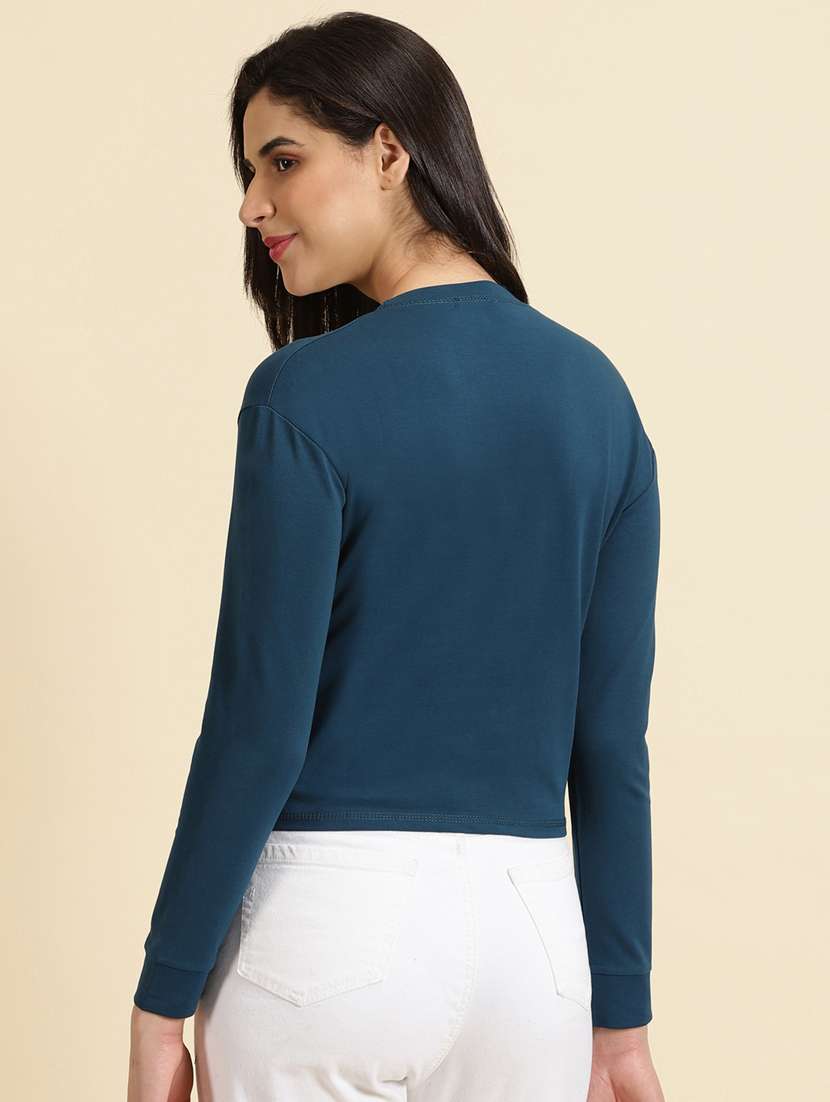 women's straight round neck top - 19699112 - Standard Image - 4