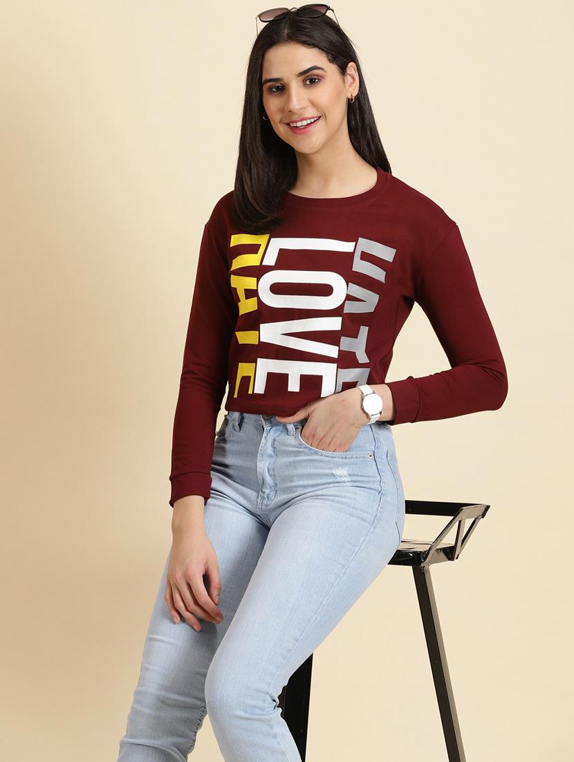 women's crop round neck top - 19699114 - Standard Image - 1
