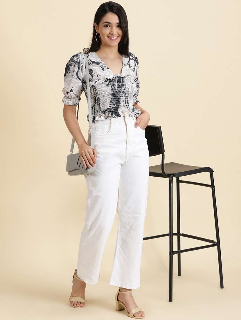 women's crop v neck top - 19699129 - Standard Image - 4