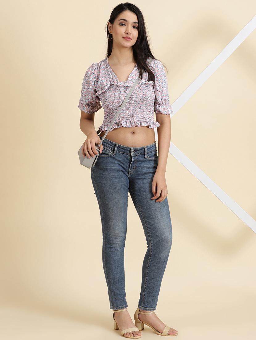 women's crop v neck top - 19699131 - Standard Image - 4