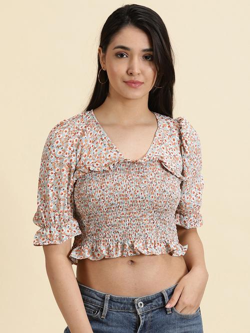 women's crop v neck top - 19699132 - Standard Image - 0