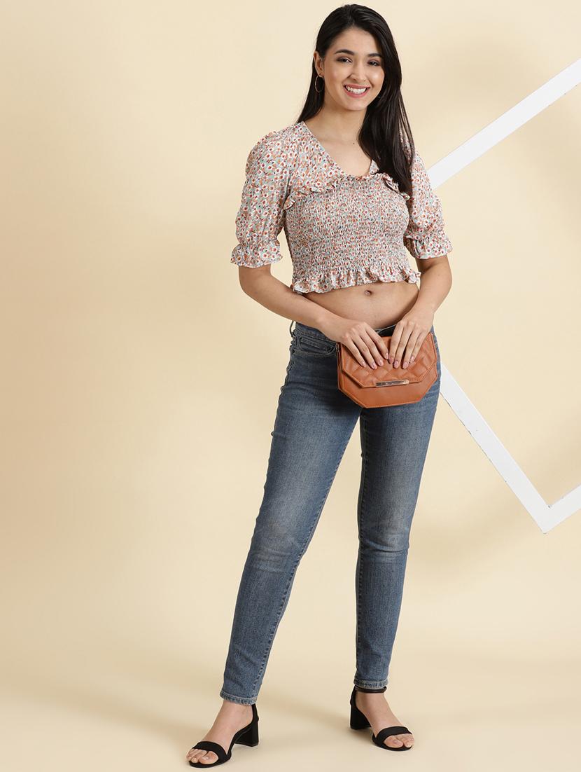 women's crop v neck top - 19699132 - Standard Image - 4