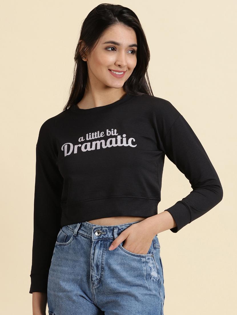 women's crop round neck top - 19699144 -  Zoom Image - 0