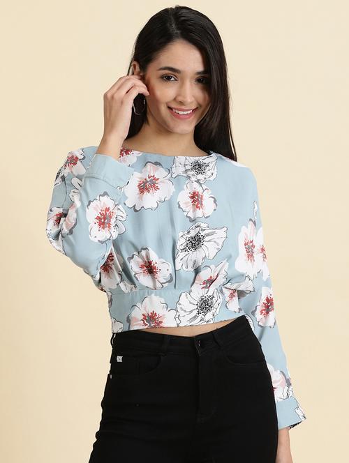 women's blouson boat neck top - 19699150 - Standard Image - 0