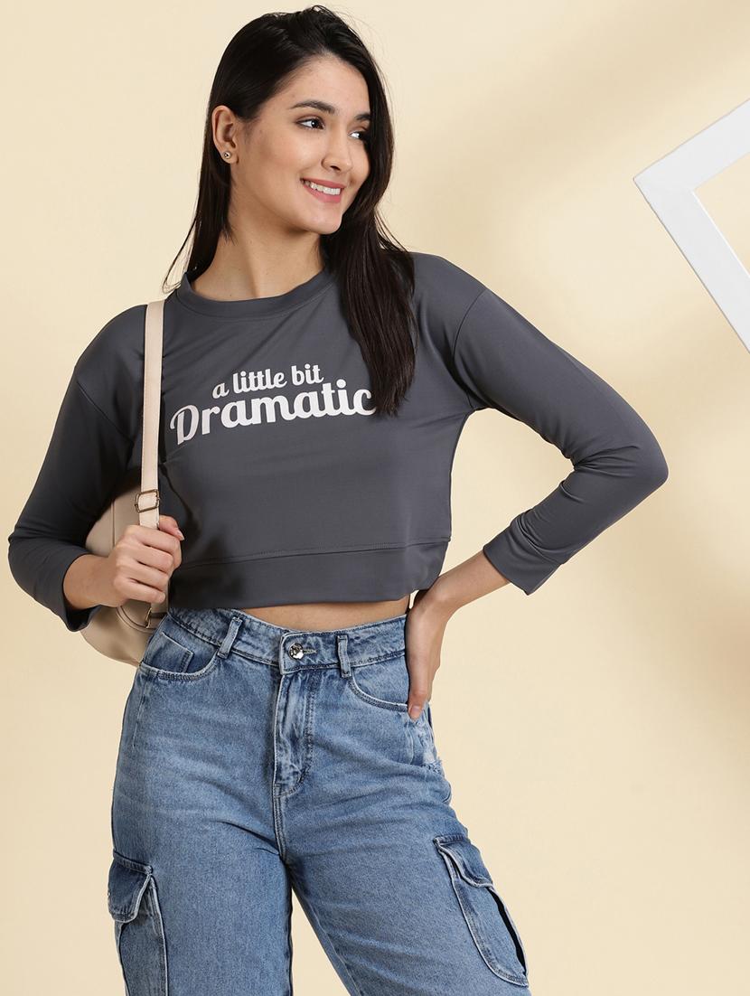 women's crop round neck top - 19699152 -  Standard Image - 1
