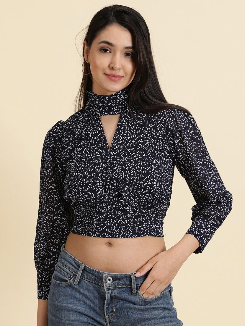 women's crop key hole neck top - 19699162 -  Zoom Image - 0