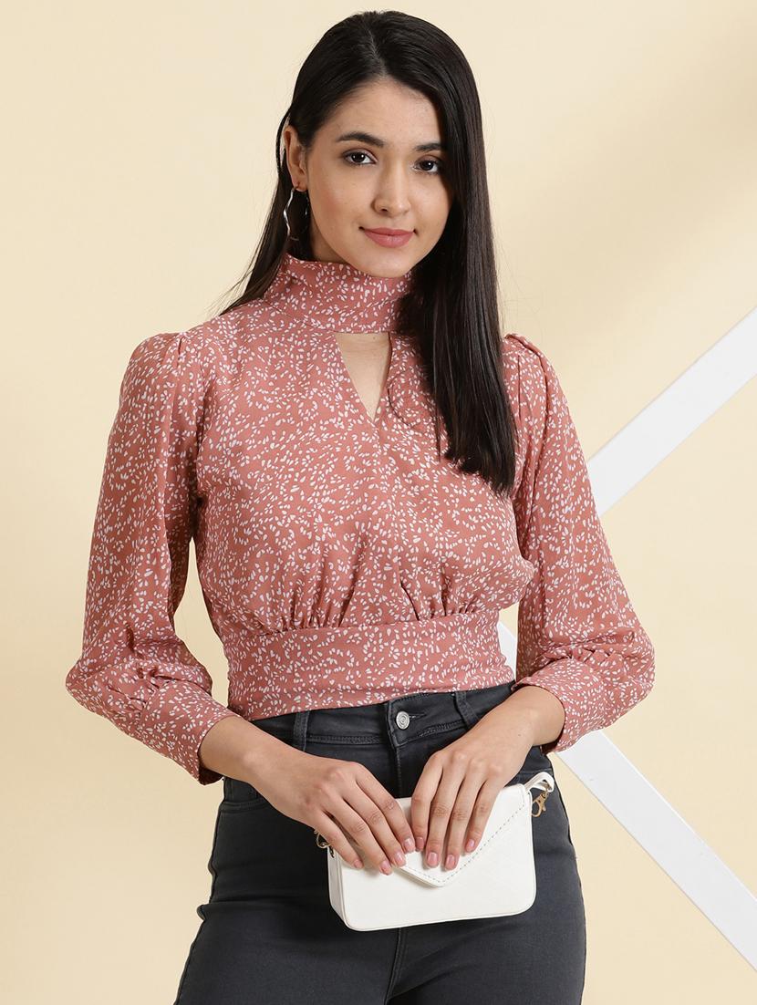 women's blouson key hole neck top - 19699169 -  Standard Image - 1