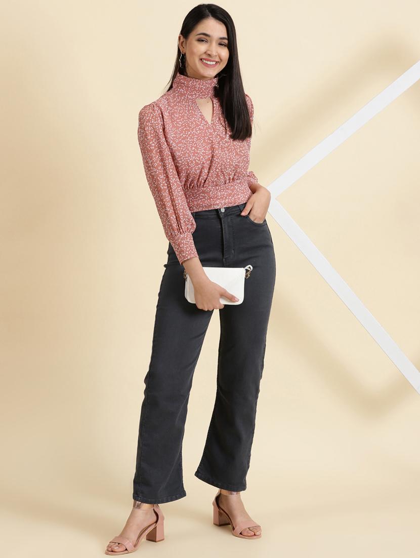 women's blouson key hole neck top - 19699169 - Standard Image - 4