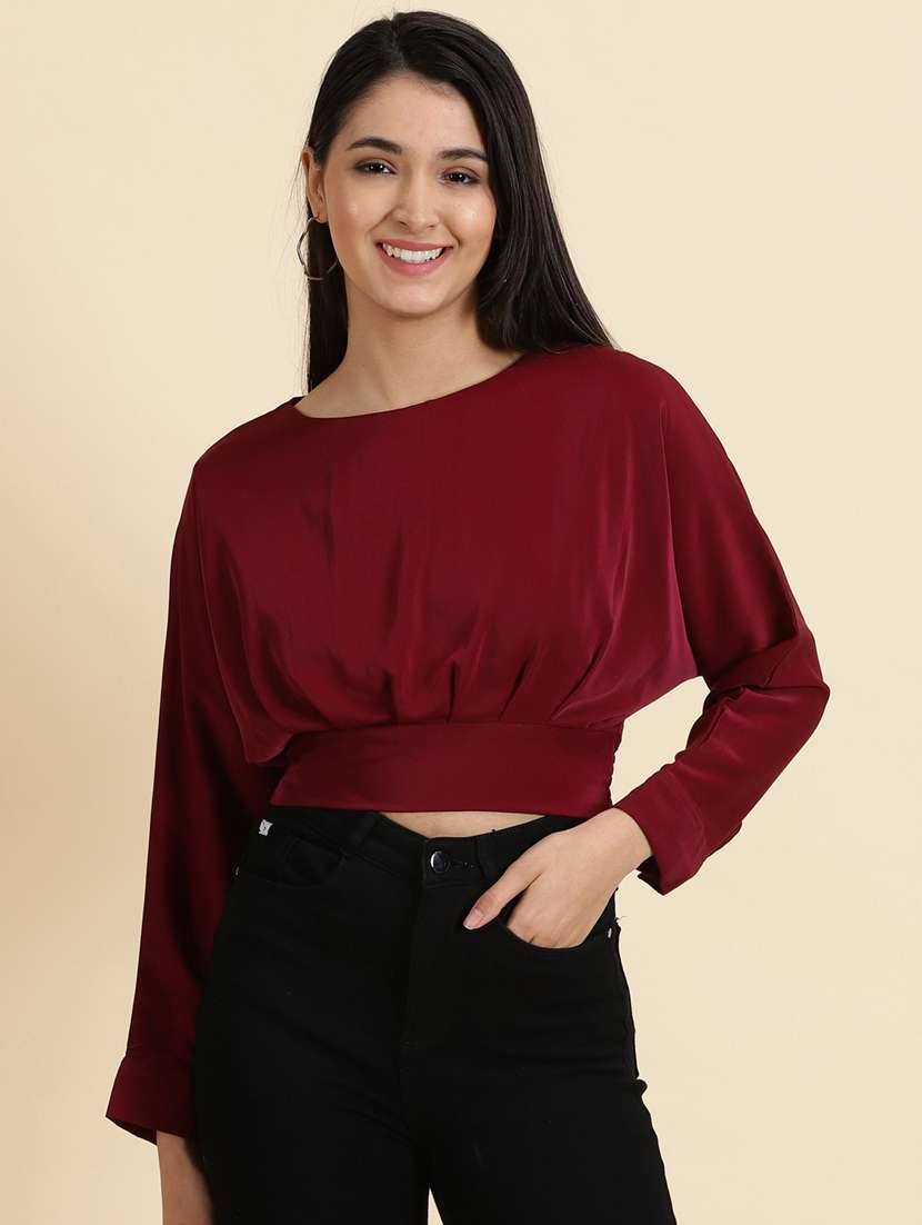 women's crop boat neck top