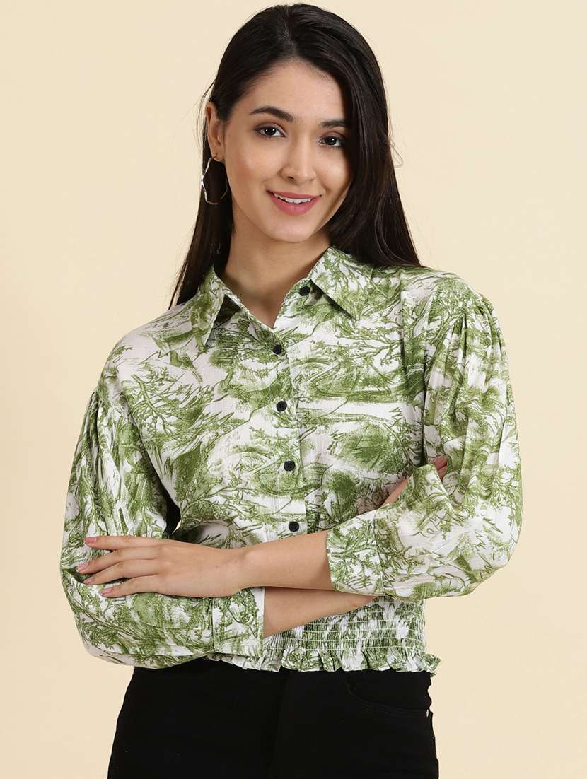 women's blouson collared top