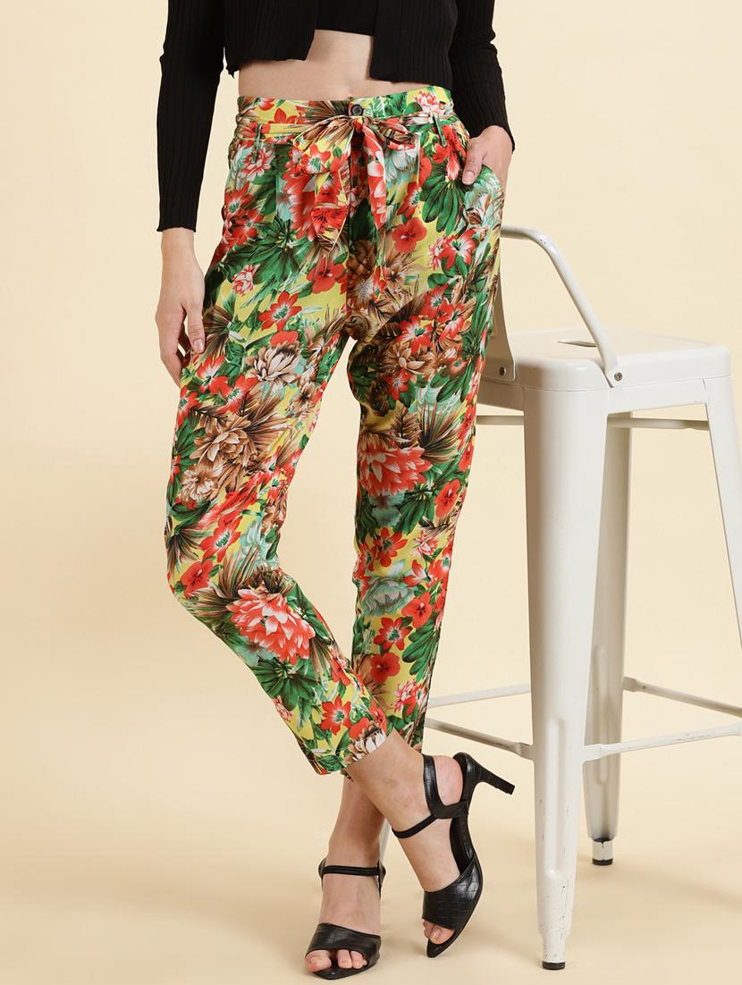floral print pleated trouser with waist belt - 19699182 -  Standard Image - 1