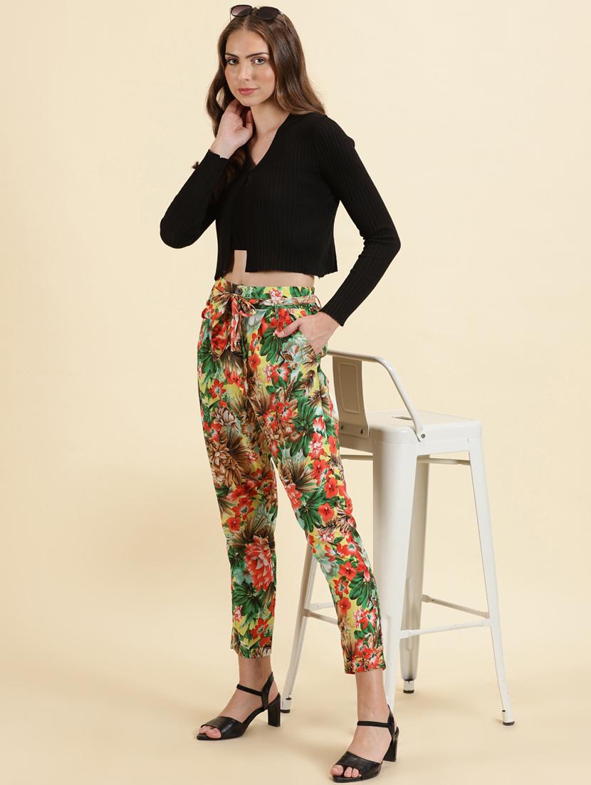 floral print pleated trouser with waist belt - 19699182 -  Standard Image - 4