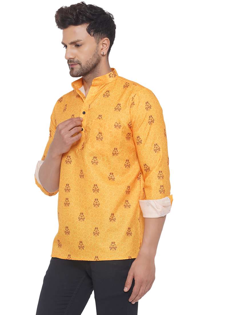 mandarin neck printed short kurta - 19699218 - Standard Image - 1