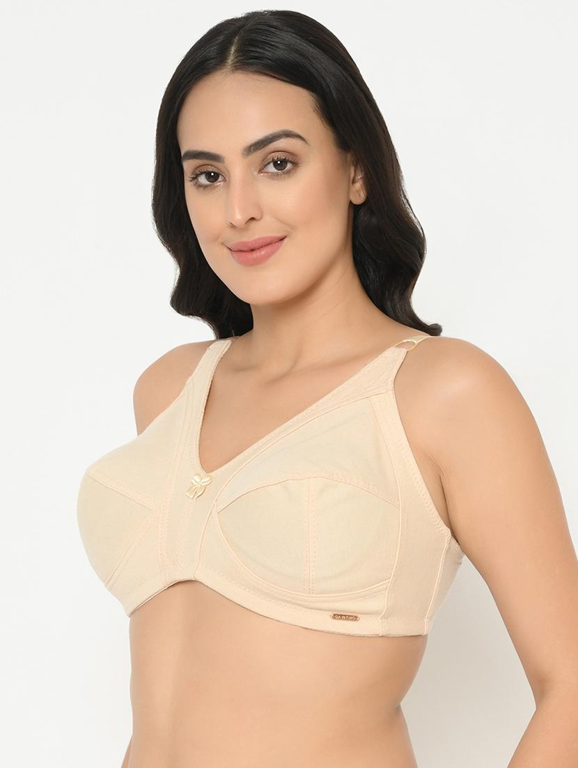 beige cotton plus bra - 19699296 - Standard Image - 1