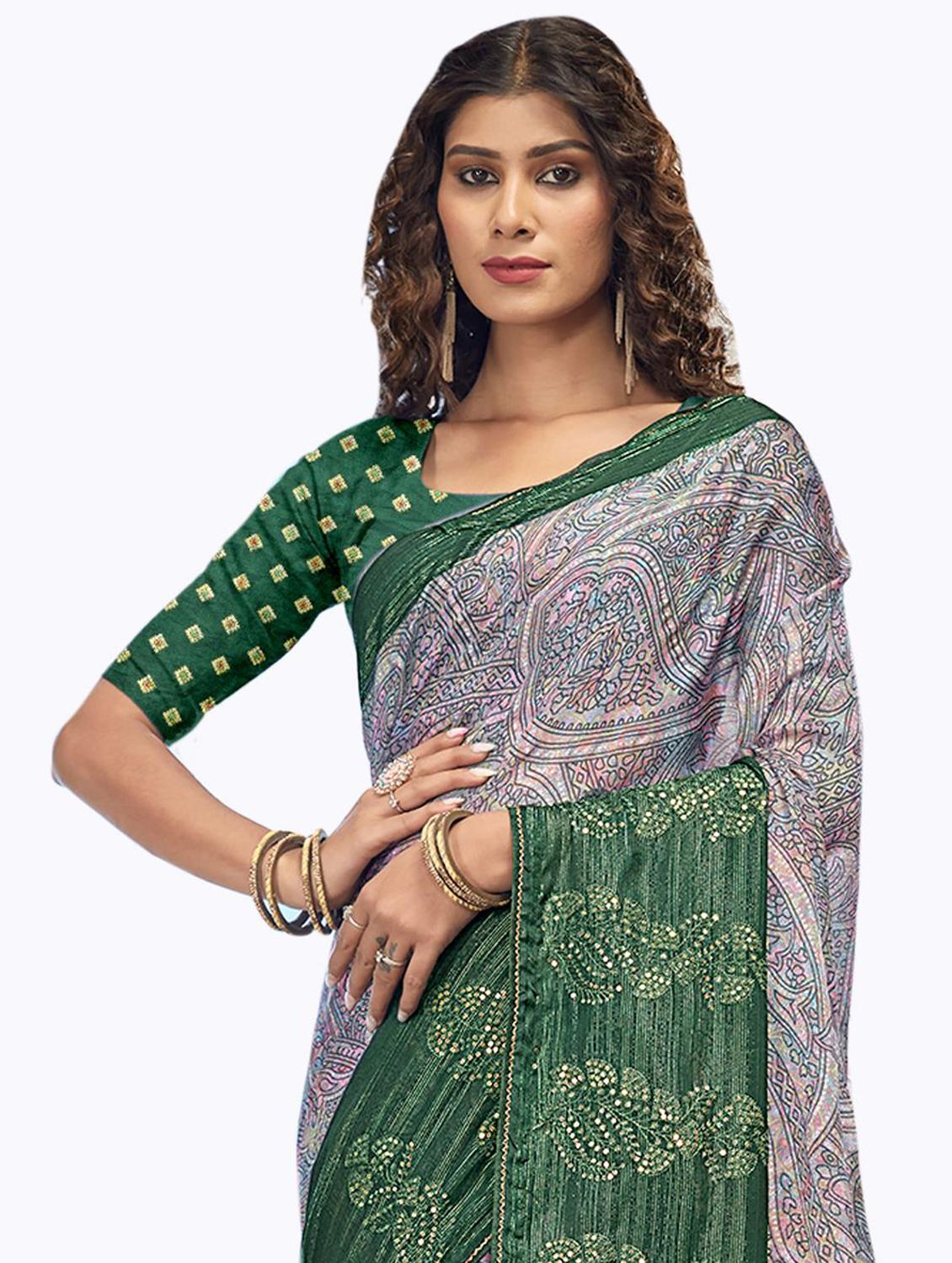 women's abstract multi colored saree with blouse - 19700006 - Standard Image - 1