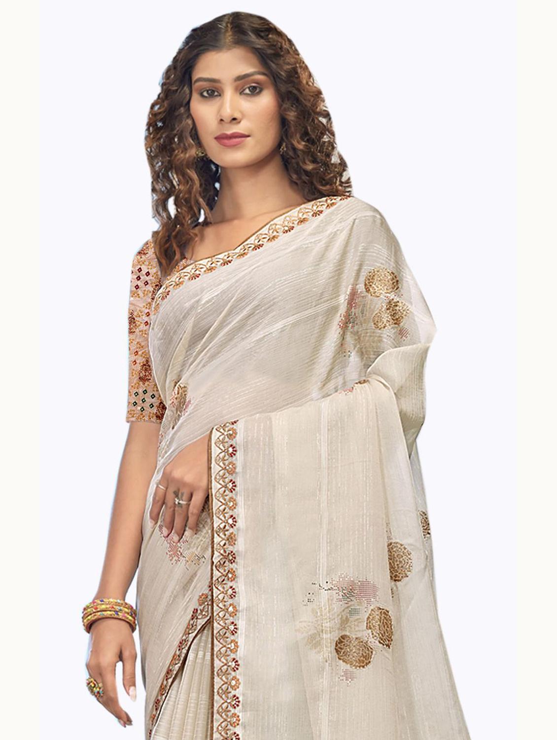 floral print woven saree with blouse - 19700018 -  Standard Image - 1