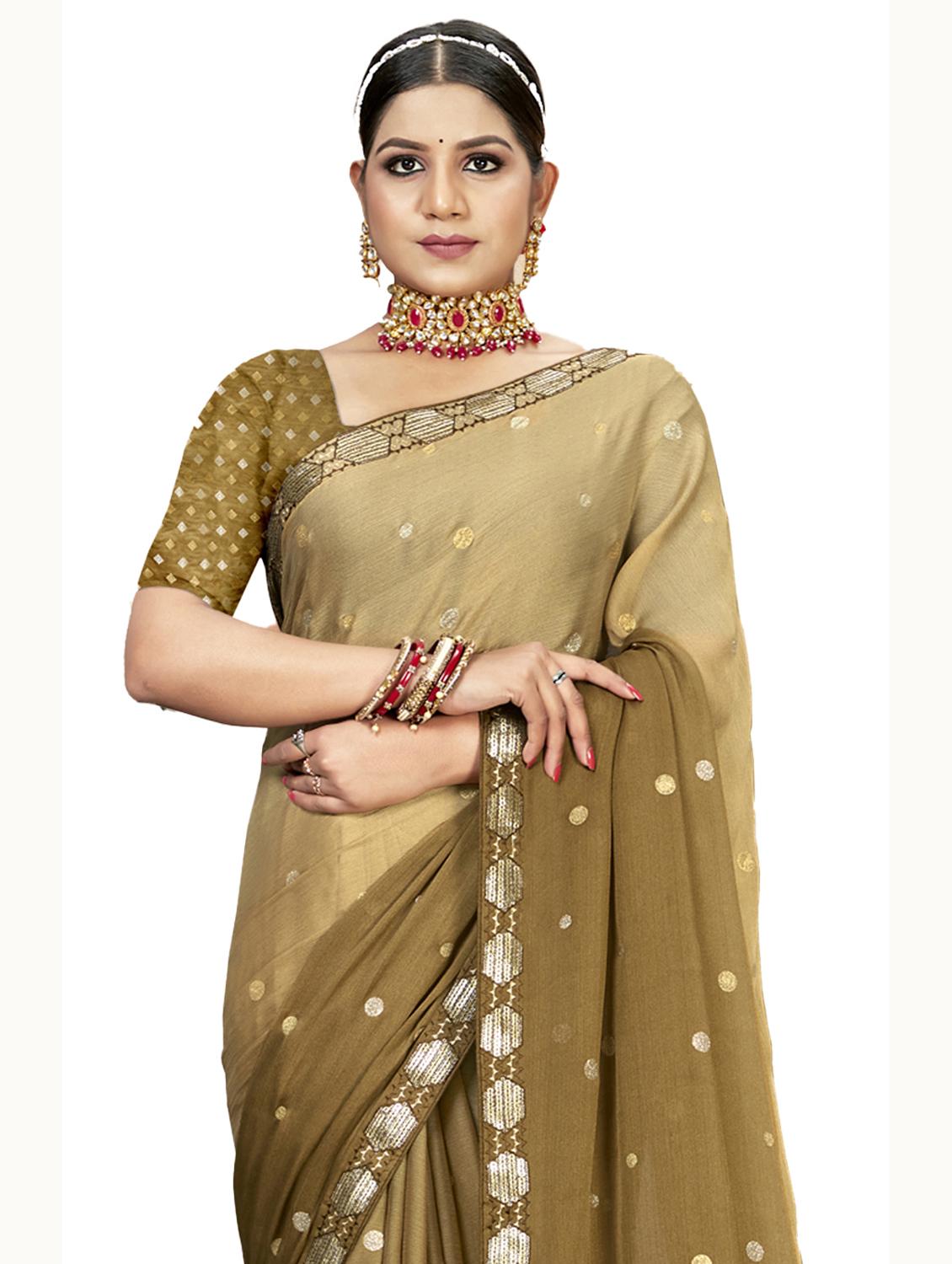 polka dot woven saree with blouse - 19700093 - Standard Image - 1