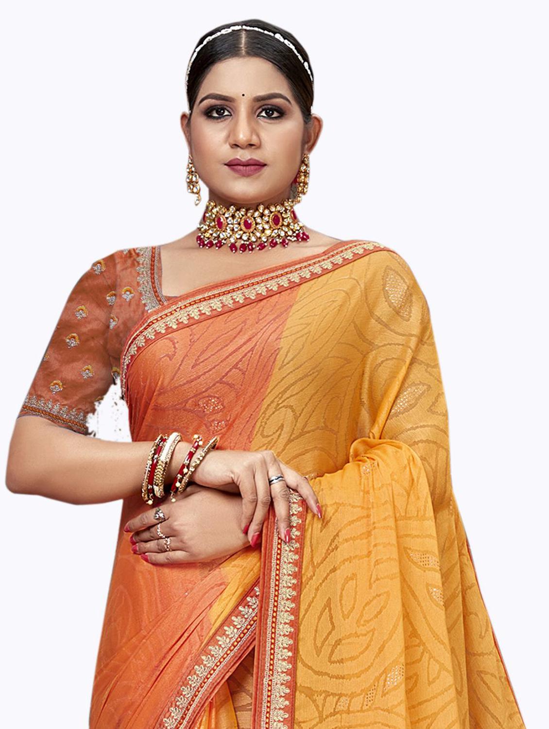printed woven saree with blouse - 19700145 -  Standard Image - 1
