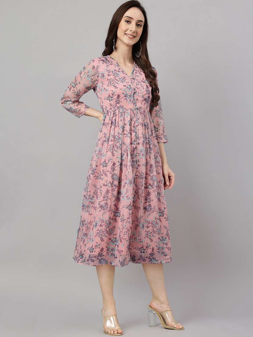 women's fit & flare floral dress - 19701100 -  Standard Image - 1
